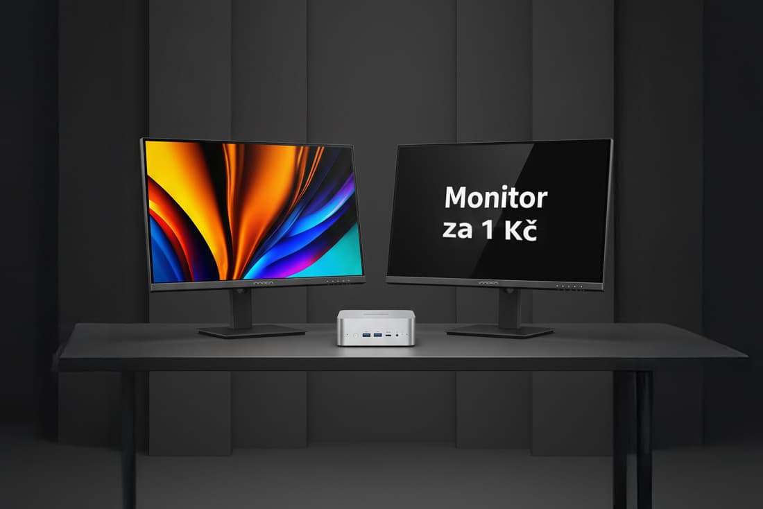 Počítač ASOME se dvěma 4K monitory INNOCN na pracovním stole