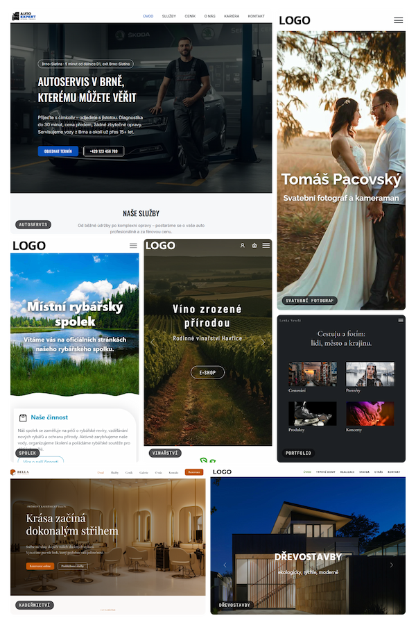 Ukázky nových šablon webů v inPage